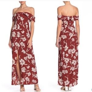 Show me your mumu floral red slit maxi dress xs